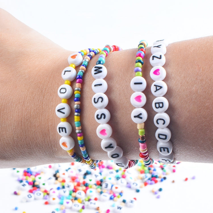 28 cuentas de alfabeto de cuadrícula, cuentas de arroz, Material de pulsera de cuentas DIY, 28 Grid