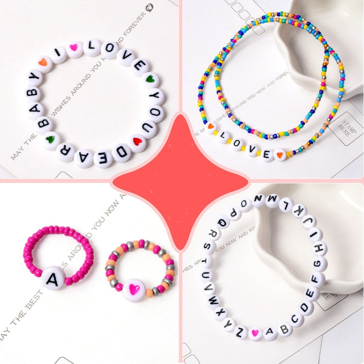 28 cuentas de alfabeto de cuadrícula, cuentas de arroz, Material de pulsera de cuentas DIY, 28 Grid