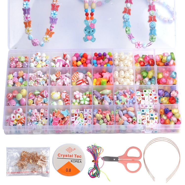32 Rejilla Acrílico Con Cuentas Niños DIY Collar Pulsera Juguetes, Without Box, With Color Box
