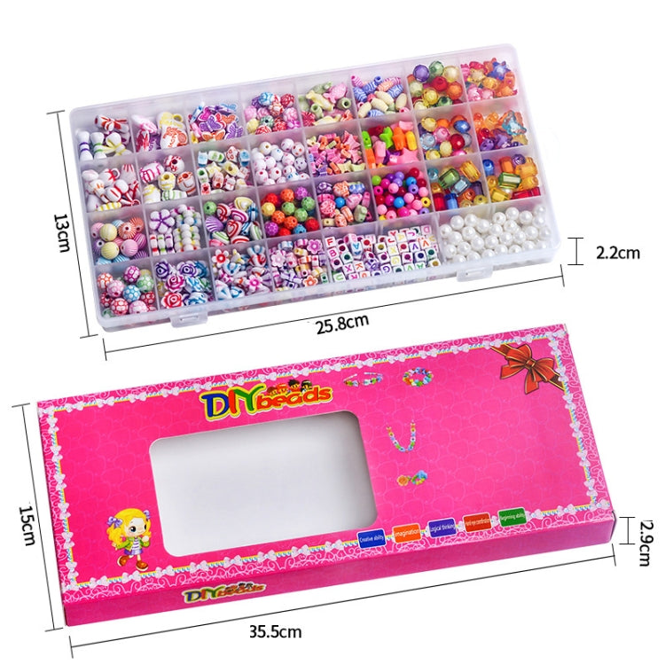 32 Rejilla Acrílico Con Cuentas Niños DIY Collar Pulsera Juguetes, Without Box, With Color Box