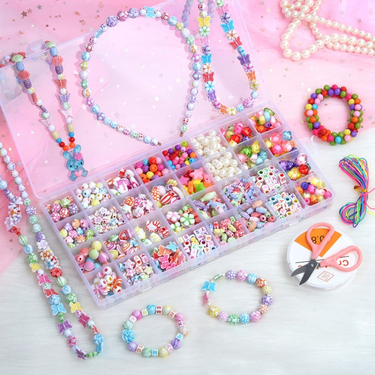 32 Rejilla Acrílico Con Cuentas Niños DIY Collar Pulsera Juguetes, Without Box, With Color Box