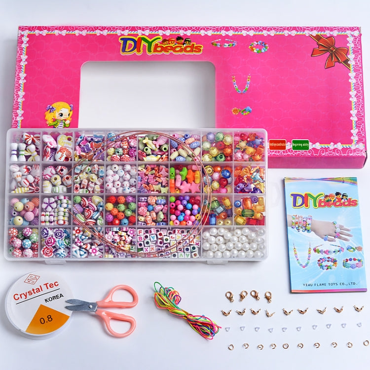 32 Rejilla Acrílico Con Cuentas Niños DIY Collar Pulsera Juguetes, Without Box, With Color Box