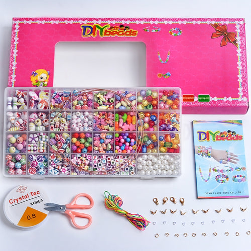 32 Rejilla Acrílico Con Cuentas Niños DIY Collar Pulsera Juguetes, Without Box, With Color Box