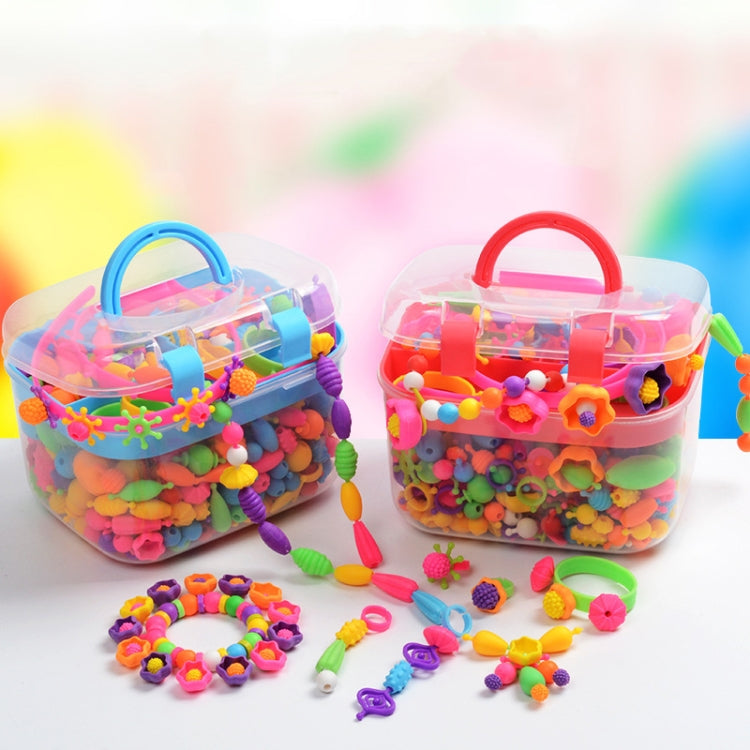 Alrededor de 550 unids/caja de cuentas, juguetes educativos para niños, cuentas hechas a mano DIY, Boxed Blue, Boxed Red