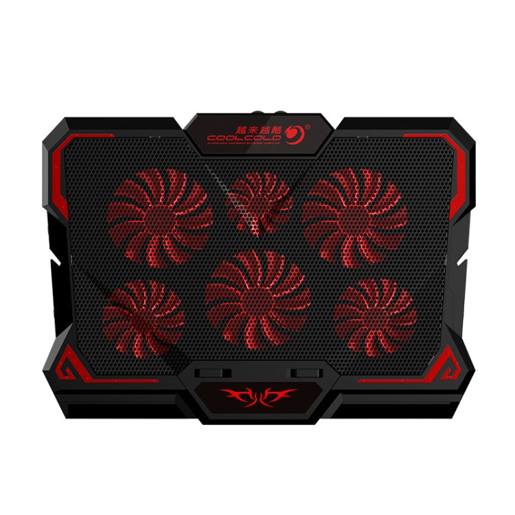 CoolCold 17 pulgadas Gaming Laptop Cooler Six Fan Two USB Port 2600RPM Laptop Cooling Pad
