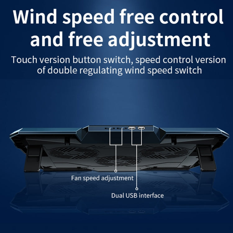 CoolCold 17 pulgadas Gaming Laptop Cooler Six Fan Two USB Port 2600RPM Laptop Cooling Pad
