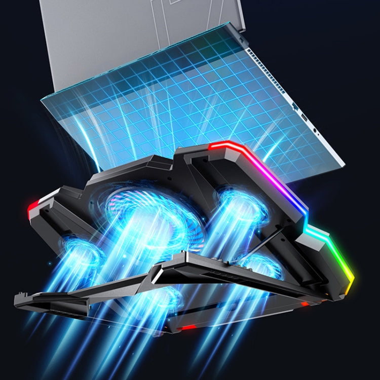 CoolCold Five Fans 2 puertos USB Laptop Cooler Gaming Notebook Cool Stand, Versión:, Touch Symphony Blue, Touch Symphony Red, Dial Adjust Basic Blue