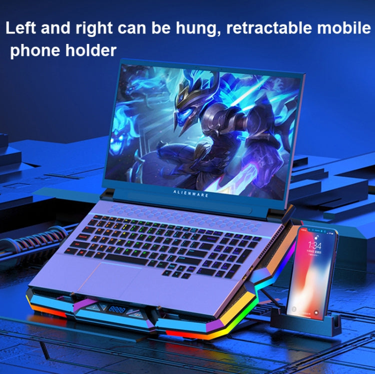 CoolCold Five Fans 2 puertos USB Laptop Cooler Gaming Notebook Cool Stand, Versión:, Touch Symphony Blue, Touch Symphony Red, Dial Adjust Basic Blue