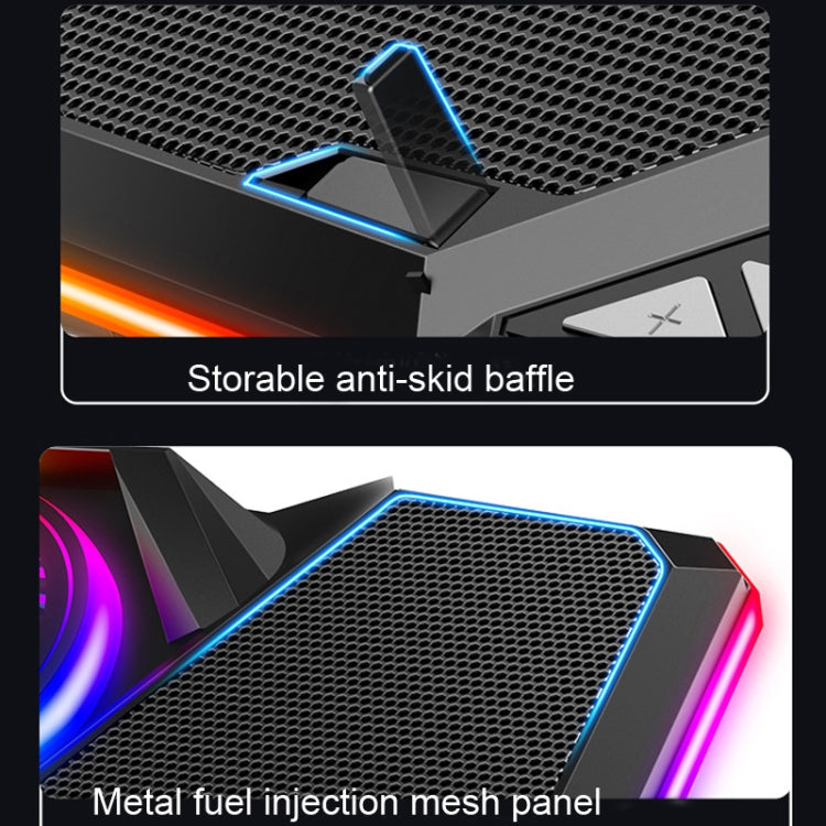 CoolCold Five Fans 2 puertos USB Laptop Cooler Gaming Notebook Cool Stand, Versión:, Touch Symphony Blue, Touch Symphony Red, Dial Adjust Basic Blue