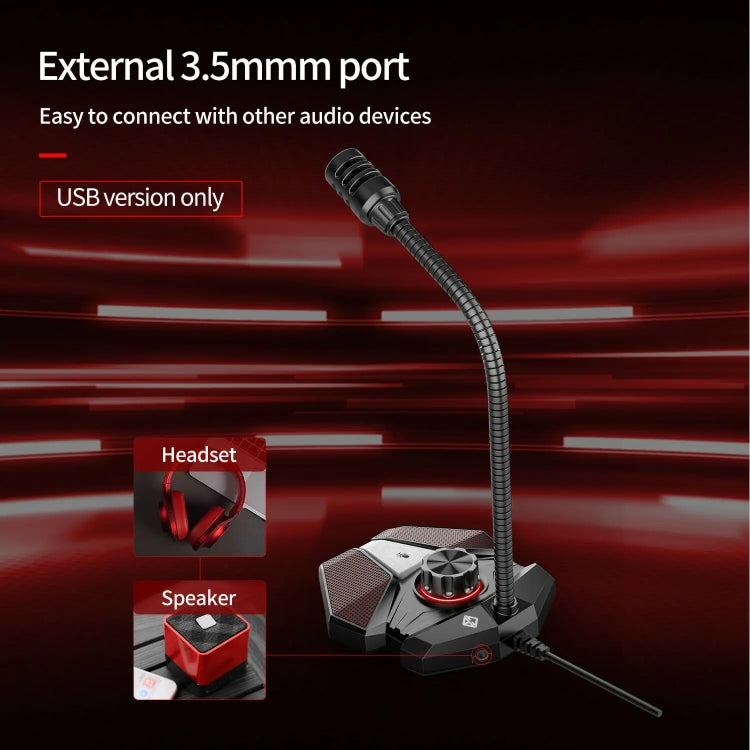Micrófono de recogida omnidireccional JK Tarjeta de sonido integrada Micrófono flexible para juegos, 3.5mm, USB
