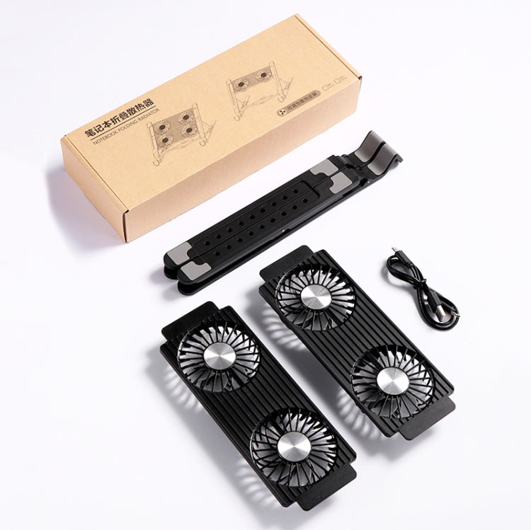 Base de enfriamiento refrigerada por aire de almacenamiento plegable para soporte de radiador para computadora portátil, estilo:, Double Fan, Four Fan