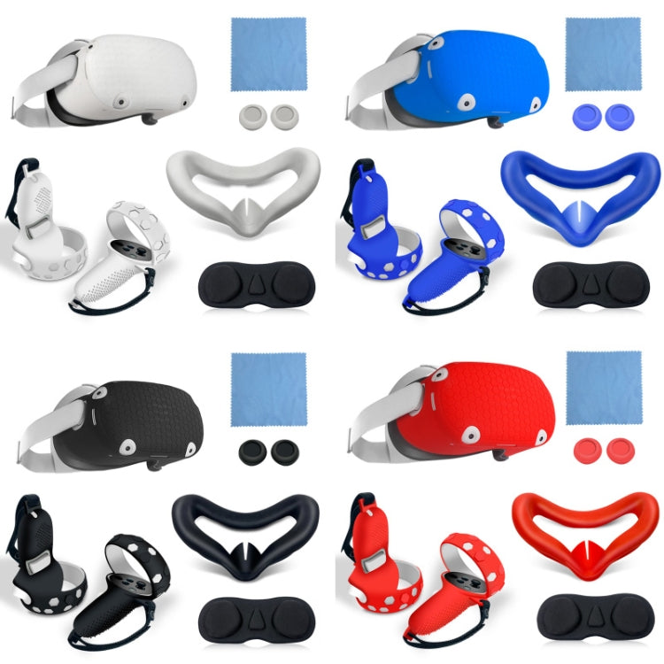 6 unids/set para Oculus quest2 cubierta de controlador de consola todo incluido de silicona, Blanco, Azul, Negro, Rojo