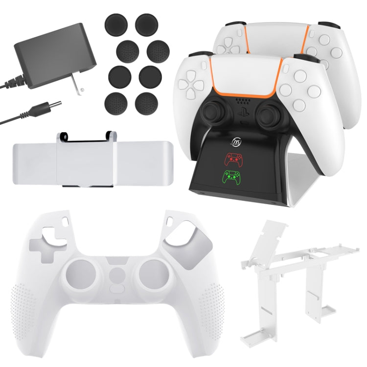 JYS JYS-P5151 para PS5 12 en 1 mango cargador + tapa basculante + cubierta de privacidad + cubierta de silicona + juego de soporte, JYS-P5151
