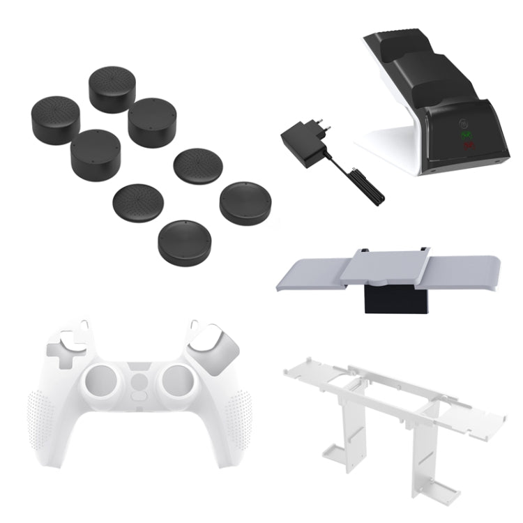 JYS JYS-P5151 para PS5 12 en 1 mango cargador + tapa basculante + cubierta de privacidad + cubierta de silicona + juego de soporte, JYS-P5151
