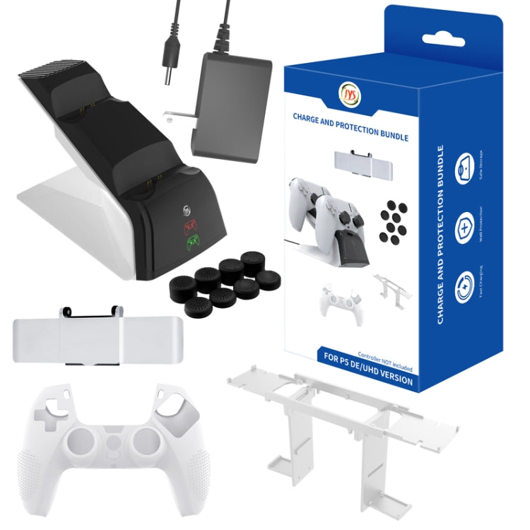 JYS JYS-P5151 para PS5 12 en 1 mango cargador + tapa basculante + cubierta de privacidad + cubierta de silicona + juego de soporte, JYS-P5151