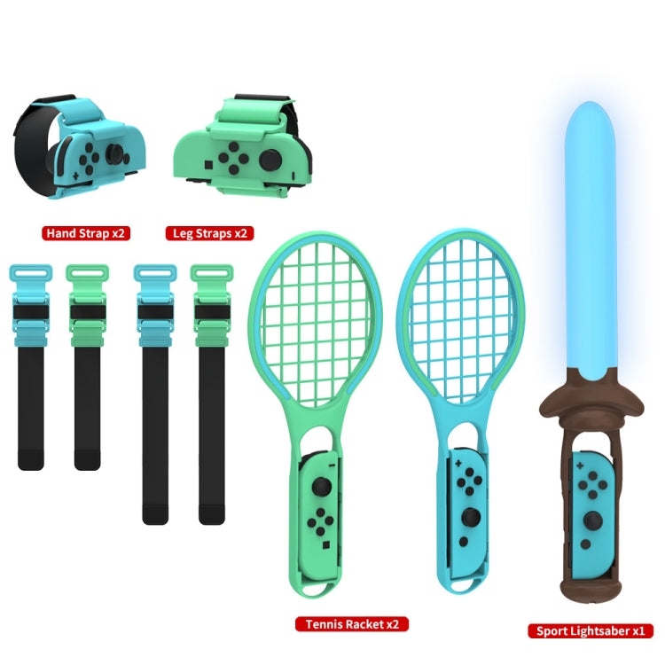 Sable de luz deportivo DOBE TNS-2123 + correa para la pierna + raqueta de tenis + correa para la muñeca 7 en 1 juego deportivo para Nintendo Switch, DOBE 7 In 1