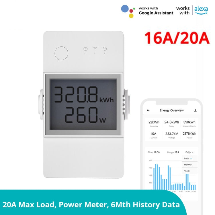 Sonoff POW Elite Estadísticas de electricidad inteligentes Interruptor de medición de potencia actual, 16A, 20A