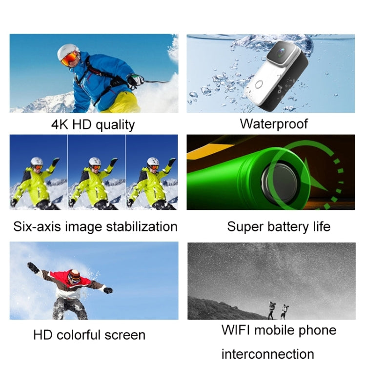 Cámara de acción de pulgar 4K HD Cámara WiFi antivibración, (White), (Black)