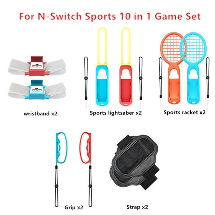 IPLAY HBS-447 10 en 1 agarre + correa de muñeca + correa + sable de luz + juego de deportes de raqueta para Nintendo Switch, IPLAY 10 In 1