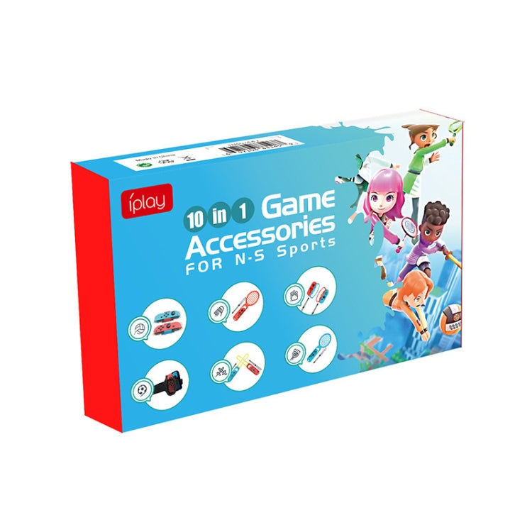 IPLAY HBS-447 10 en 1 agarre + correa de muñeca + correa + sable de luz + juego de deportes de raqueta para Nintendo Switch, IPLAY 10 In 1