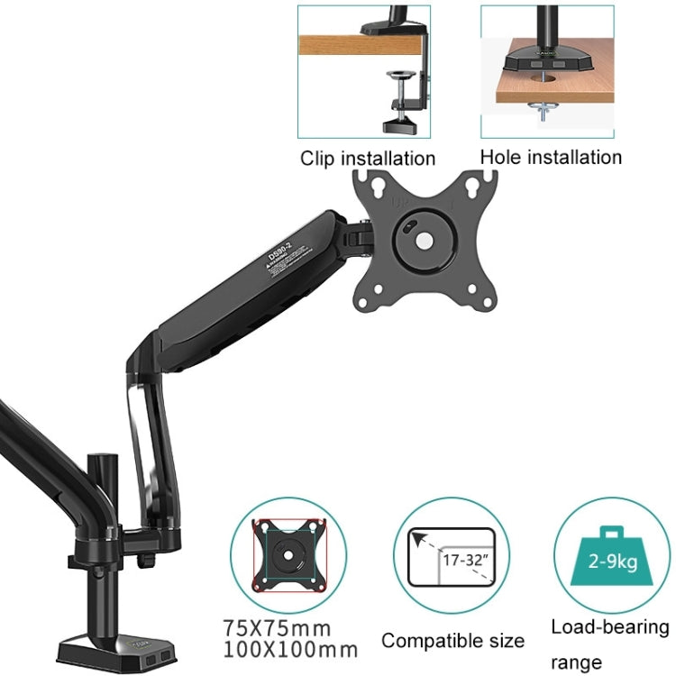 Soporte de elevación de presión de aire de pantalla doble de escritorio para monitor de computadora KALOC