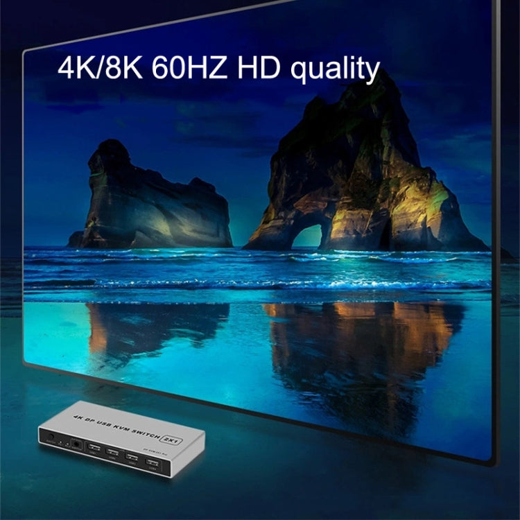 KYSW59 60HZ DP USB KVM Switch Dispositivo para compartir computadora 2 en 1, KYSW59, 8K