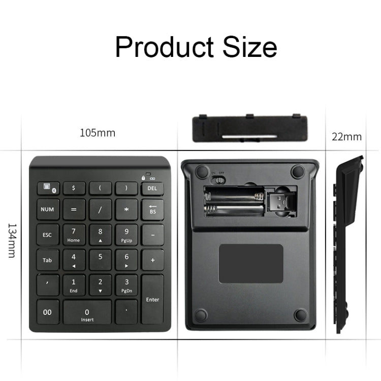 Mini teclado inalámbrico para computadora portátil BT302 de 28 teclas, especificaciones:, Bluetooth (Black), Bluetooth (Gray), 2.4G (Black), 2.4G (Gray)