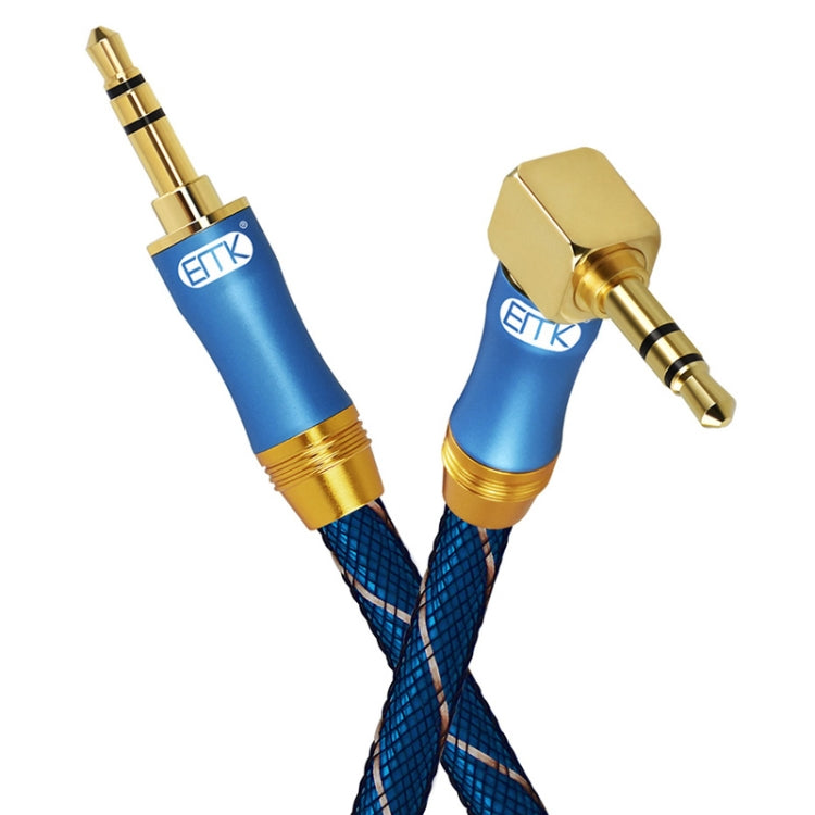 EMK Cable de extensión de cable de audio de 3,5 mm para automóvil de 90 grados, longitud del cable:, 0.5M, 1M, 1.5M, 2M, 3M, 5M