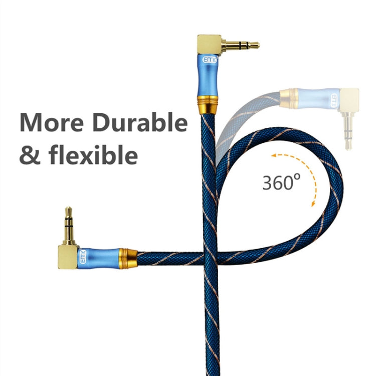 EMK Cable de extensión de cable de audio de 3,5 mm para automóvil de 90 grados, longitud del cable:, 0.5M, 1M, 1.5M, 2M, 3M, 5M