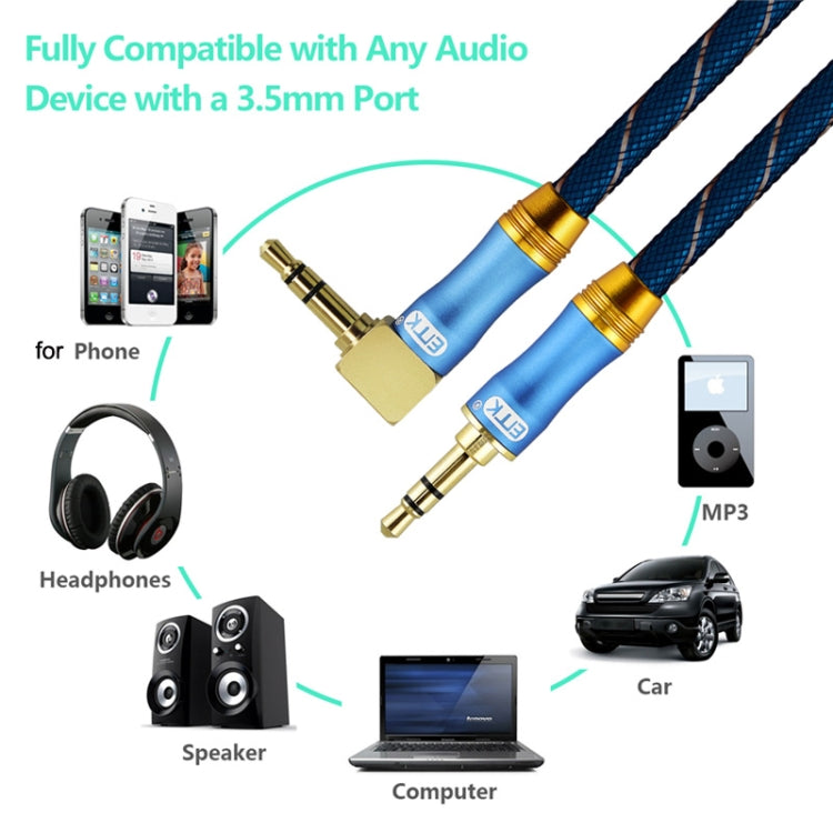 EMK Cable de extensión de cable de audio de 3,5 mm para automóvil de 90 grados, longitud del cable:, 0.5M, 1M, 1.5M, 2M, 3M, 5M
