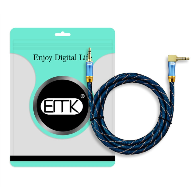 EMK Cable de extensión de cable de audio de 3,5 mm para automóvil de 90 grados, longitud del cable:, 0.5M, 1M, 1.5M, 2M, 3M, 5M