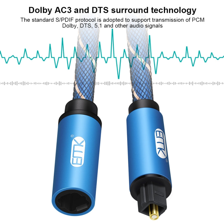 Cable de extensión de audio óptico digital emparejado EMK macho a hembra SPDIF, longitud del cable:, 1m (Blue), 1.5m (Blue), 2m (Blue), 3m (Blue)