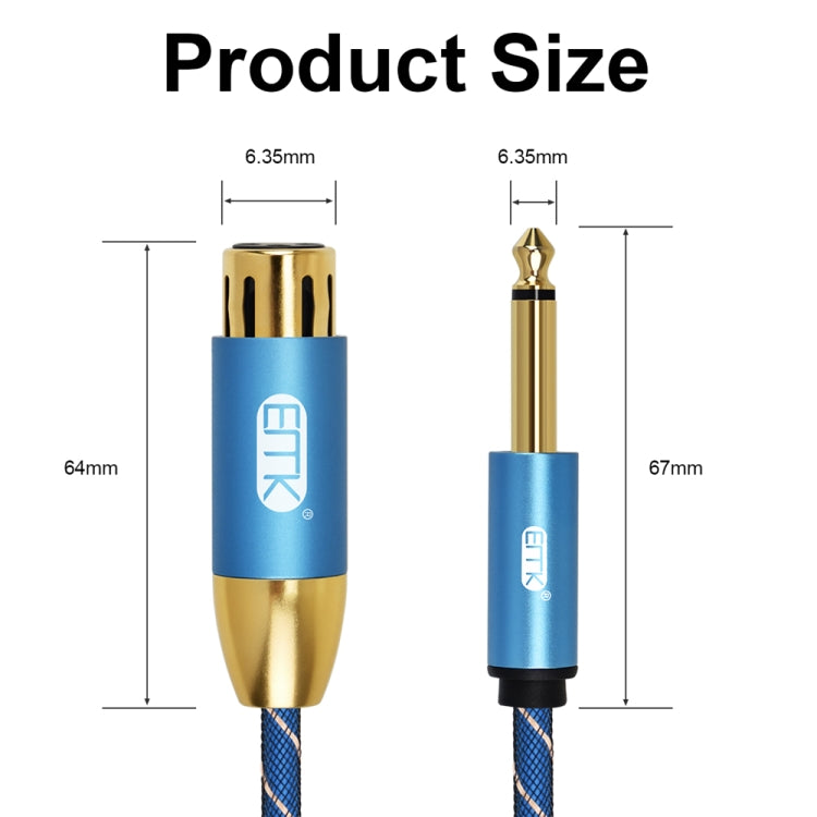 EMK KN603 2Pin 6.5mm Canon Line Línea de micrófono de audio balanceado, Longitud del cable:, 0.5m, 1m, 1.5m, 2m, 3m, 5m