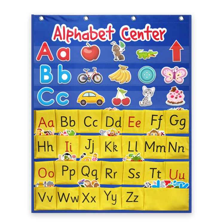 Tarjeta del alfabeto Enseñanza temprana Bolsa colgante Bolsillo para letras, Alphabet Card