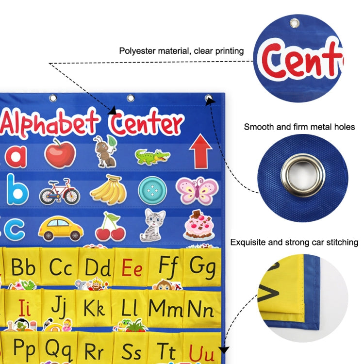 Tarjeta del alfabeto Enseñanza temprana Bolsa colgante Bolsillo para letras, Alphabet Card