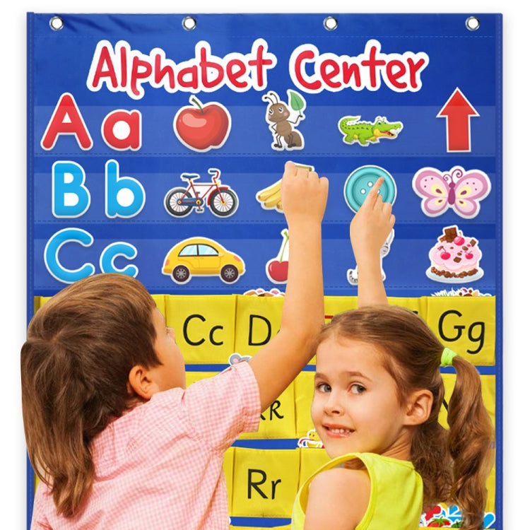 Tarjeta del alfabeto Enseñanza temprana Bolsa colgante Bolsillo para letras, Alphabet Card