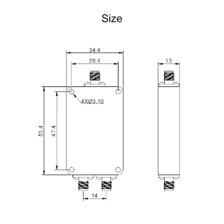 Divisor de potencia Microstrip SMA RF de 500~6000MHz