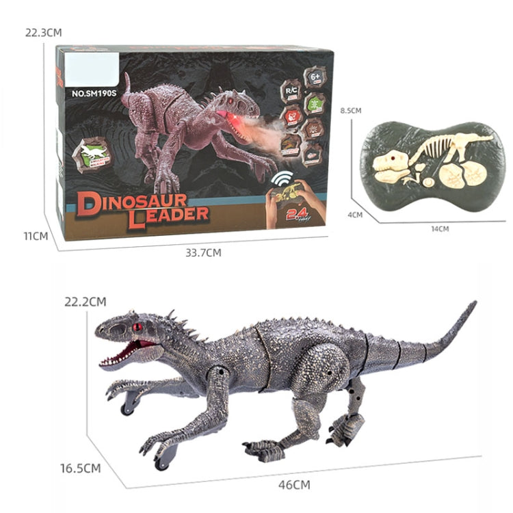 Juguete de modelo de dinosaurio mecánico de simulación de tiranosaurio de control remoto inalámbrico 2.4G, Gray, Rojo