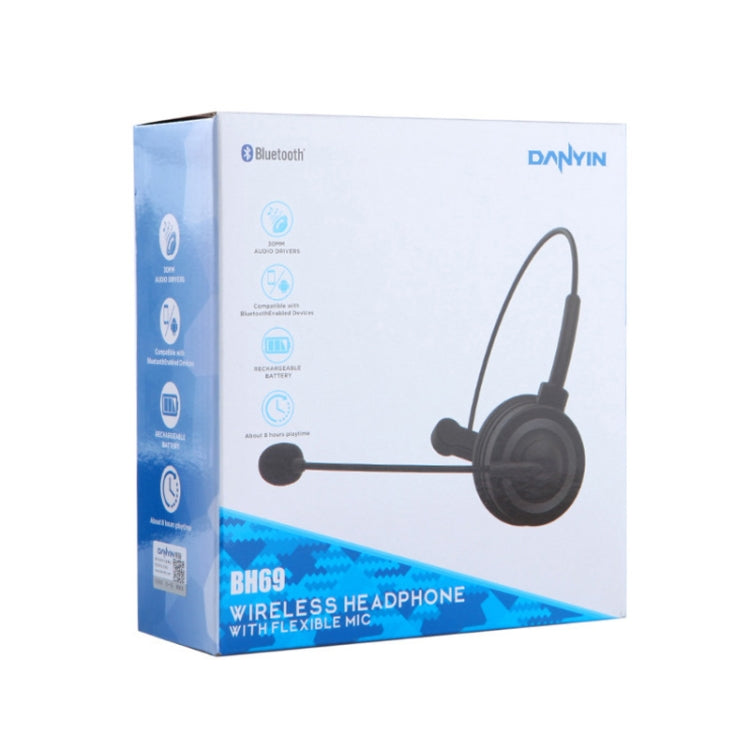 DANYIN BH69 Unilateral Bluetooth Business Talk Auriculares Servicio al cliente Voz inalámbrica Trigo, BH69 Black