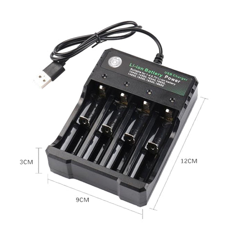 18650 4.2V Batería de litio USB Cargador independiente de 4 ranuras, 4 Slot USB(Black)