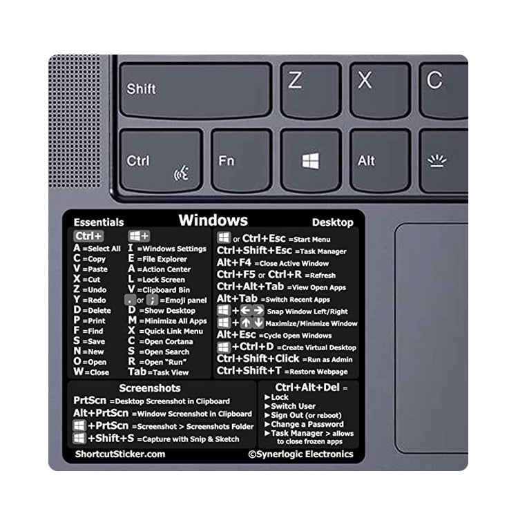 5 uds PC referencia teclado atajo adhesivo adhesivo para PC portátil escritorio, Black