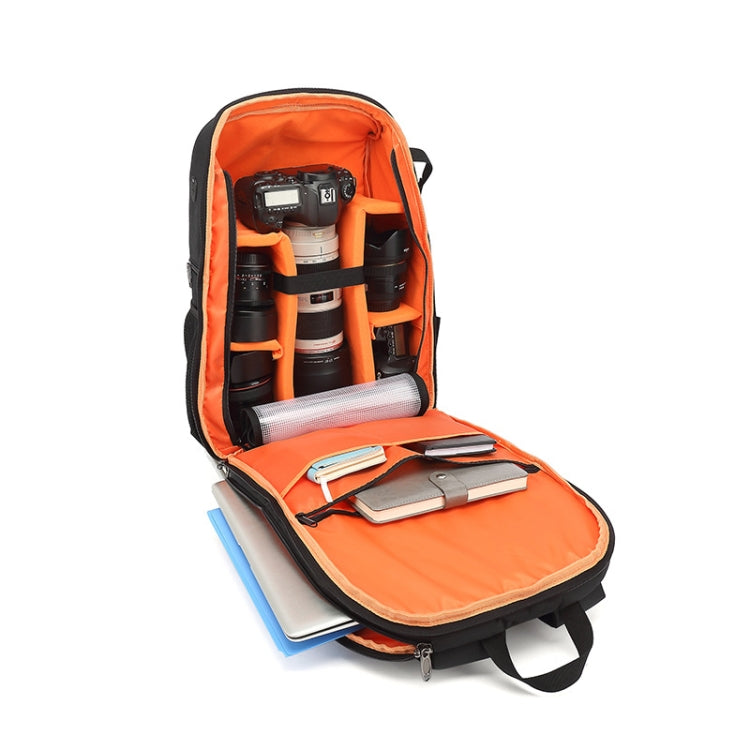 Mochila impermeable para fotografía de tela Oxford Mochila para portátil de 17 pulgadas, Naranja, Gris