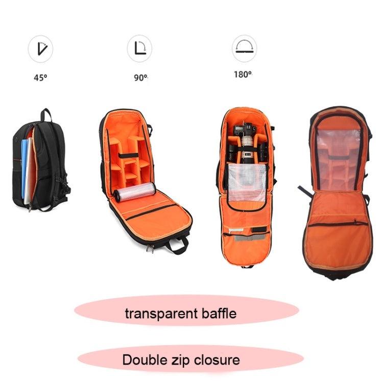 Mochila impermeable para fotografía de tela Oxford Mochila para portátil de 17 pulgadas, Naranja, Gris