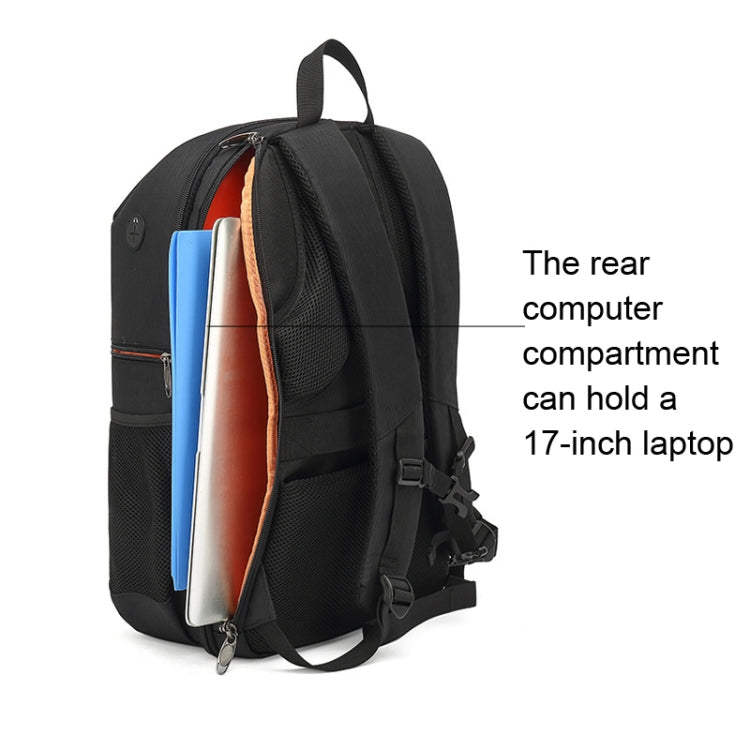 Mochila impermeable para fotografía de tela Oxford Mochila para portátil de 17 pulgadas, Naranja, Gris