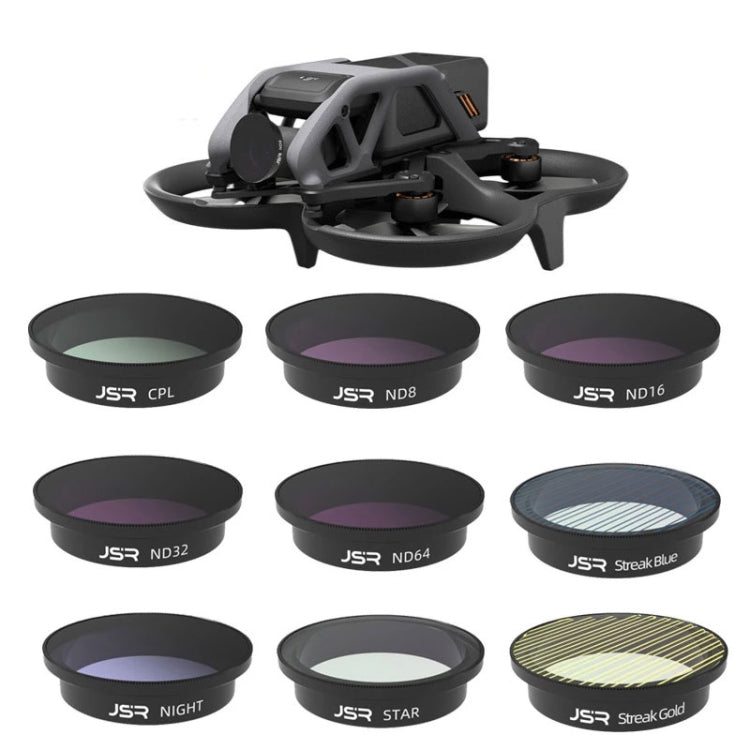 Filtro de lente de filtro de drones JSR para DJI Avata, estilo:, MCUV, CPL, ND8, ND16, ND32, ND64, ND8-PL, ND16PL, ND32PL, ND64PL, Anti-light Harm, Star, Brushed Gold, Brushed Blue, CPL+ND8+ND16, 4-in-1 (ND), 4-in-1 (NDPL), 6 In 1, 9 In 1