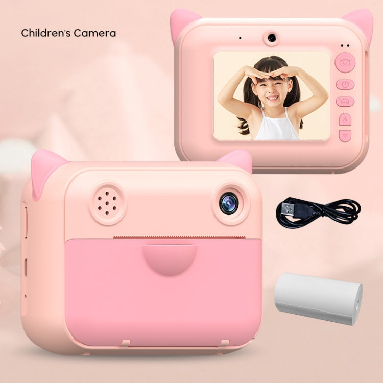 CP01 2,4 pulgadas HD pantalla niños juguete cámara impresión térmica Polaroid sin tarjeta de memoria, Azul, Rosado