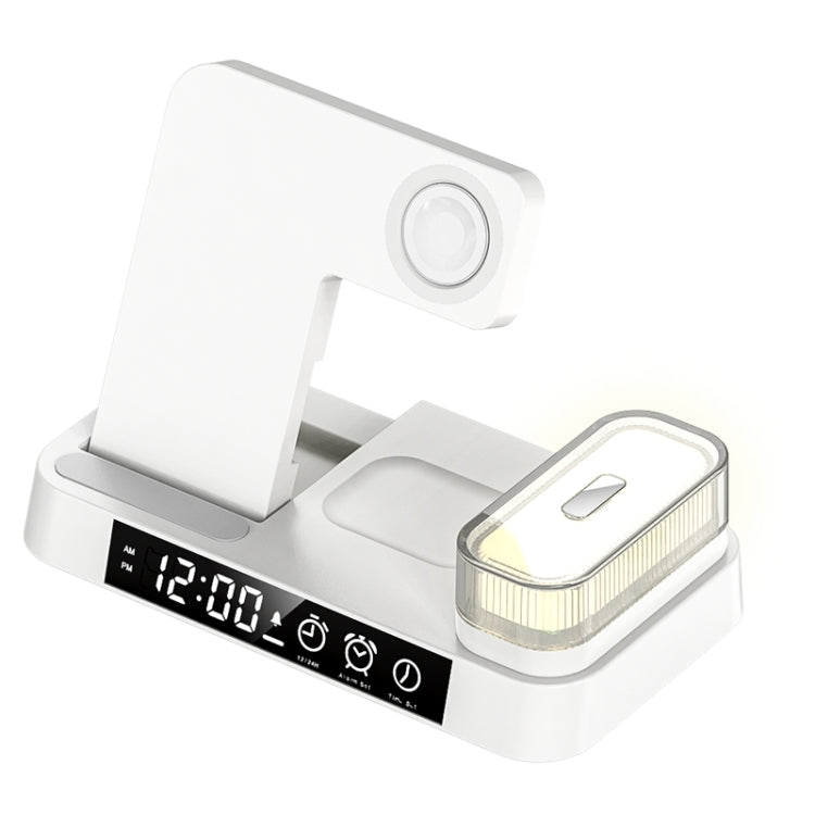 Soporte para teléfono con carga inalámbrica 3 en 1 A37 30W con luz nocturna RGB y función de despertador, A37 30W White, A37 30W Black