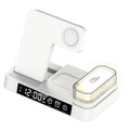 Soporte para teléfono con carga inalámbrica 3 en 1 A37 30W con luz nocturna RGB y función de despertador, A37 30W White, A37 30W Black
