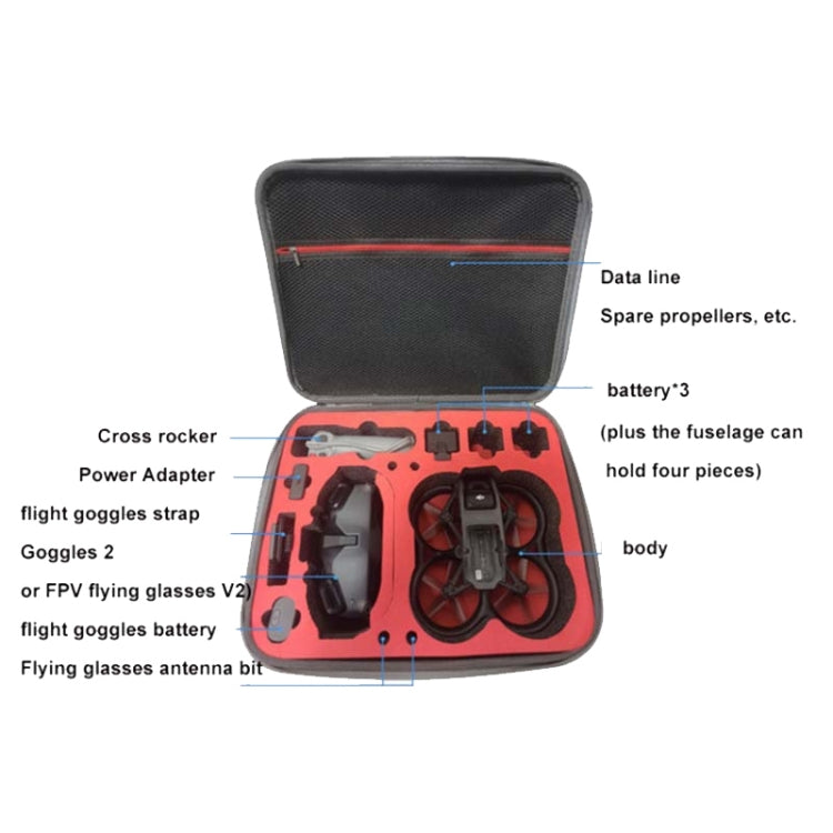 Estuche de transporte impermeable de carcasa dura de PC para Dron DJI Avata, Negro, Plata