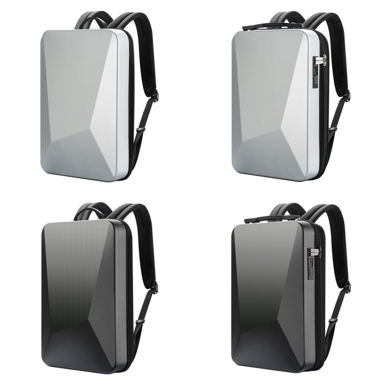 Bopai 61-93318A Mochila impermeable y expandible de carcasa dura con orificio de carga USB, especificaciones:, Regular (Silver), Password (Silver), Regular (Black), Password (Black)